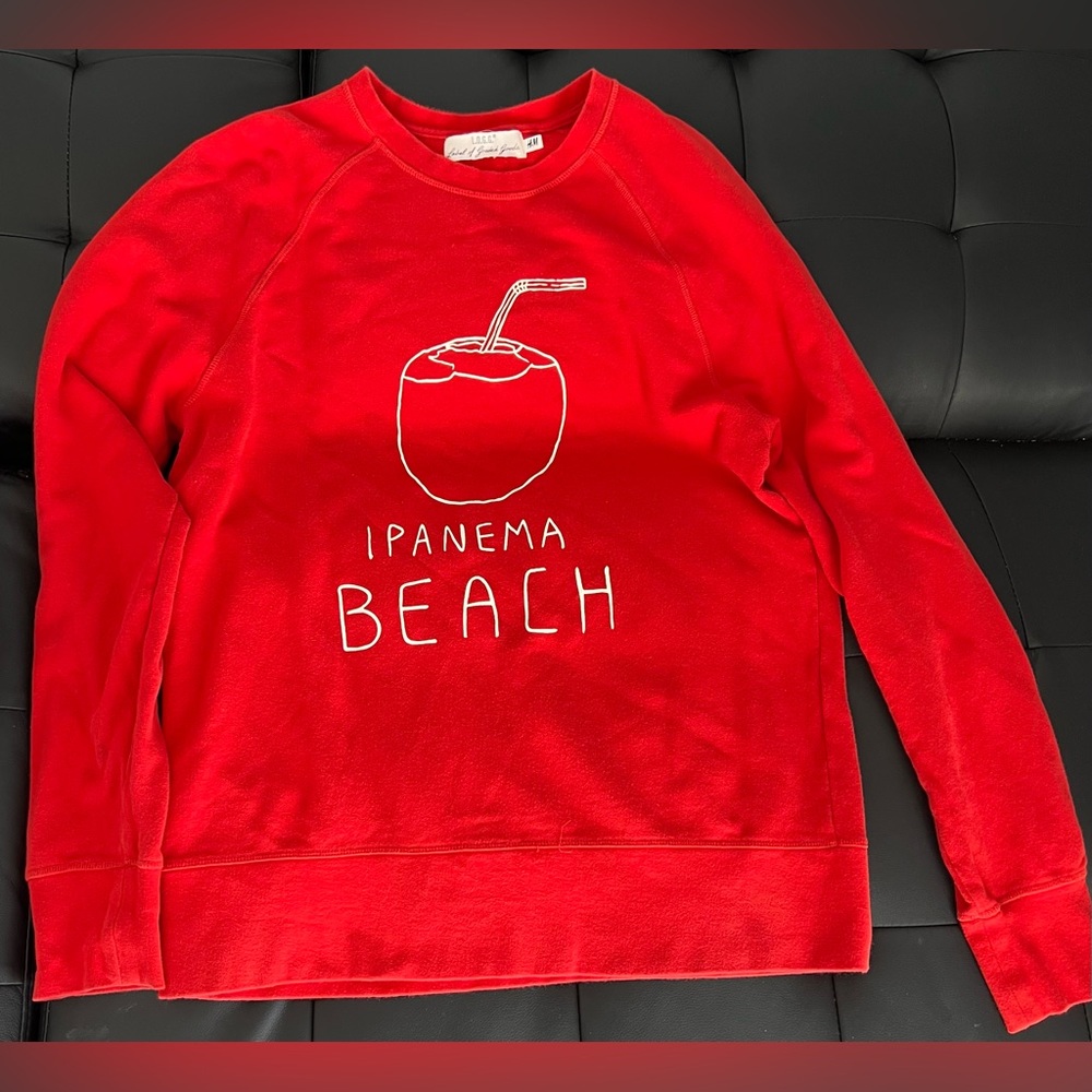 Red H&M man’s Sweater IPANEMA BEACH logo